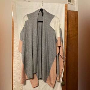 Eileen Fisher shawl wrap  color block open transition versatile SZ OS/TU